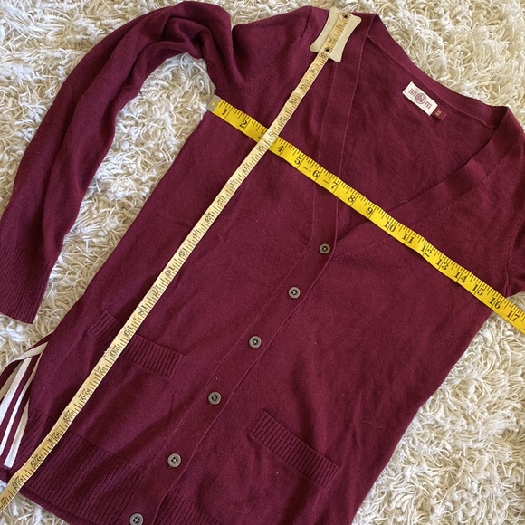 Varsity Striped Lightweight Soft Cardigan Sweater front pockets V-neck button up - Picture 11 of 11